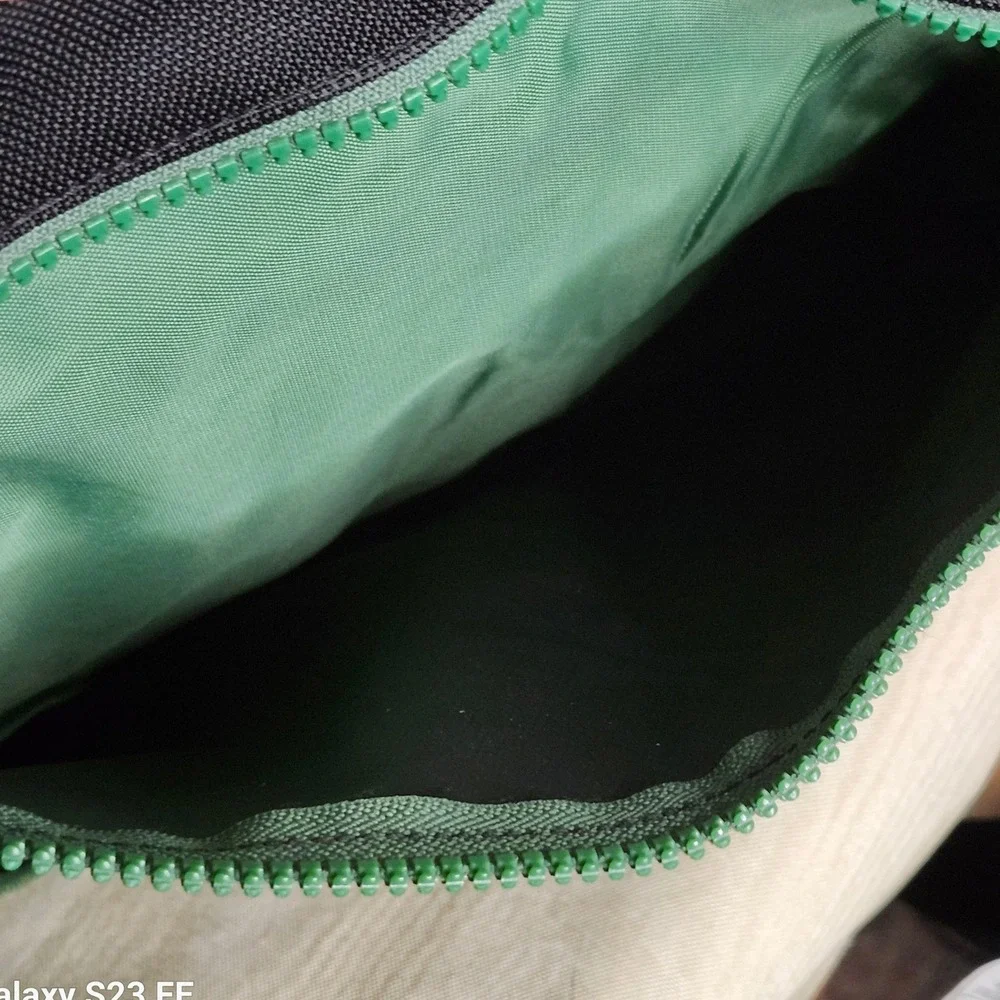 Lacoste Messenger Bag Black Green Canvas Crossbody Laptop Satchel Vintage Sport
